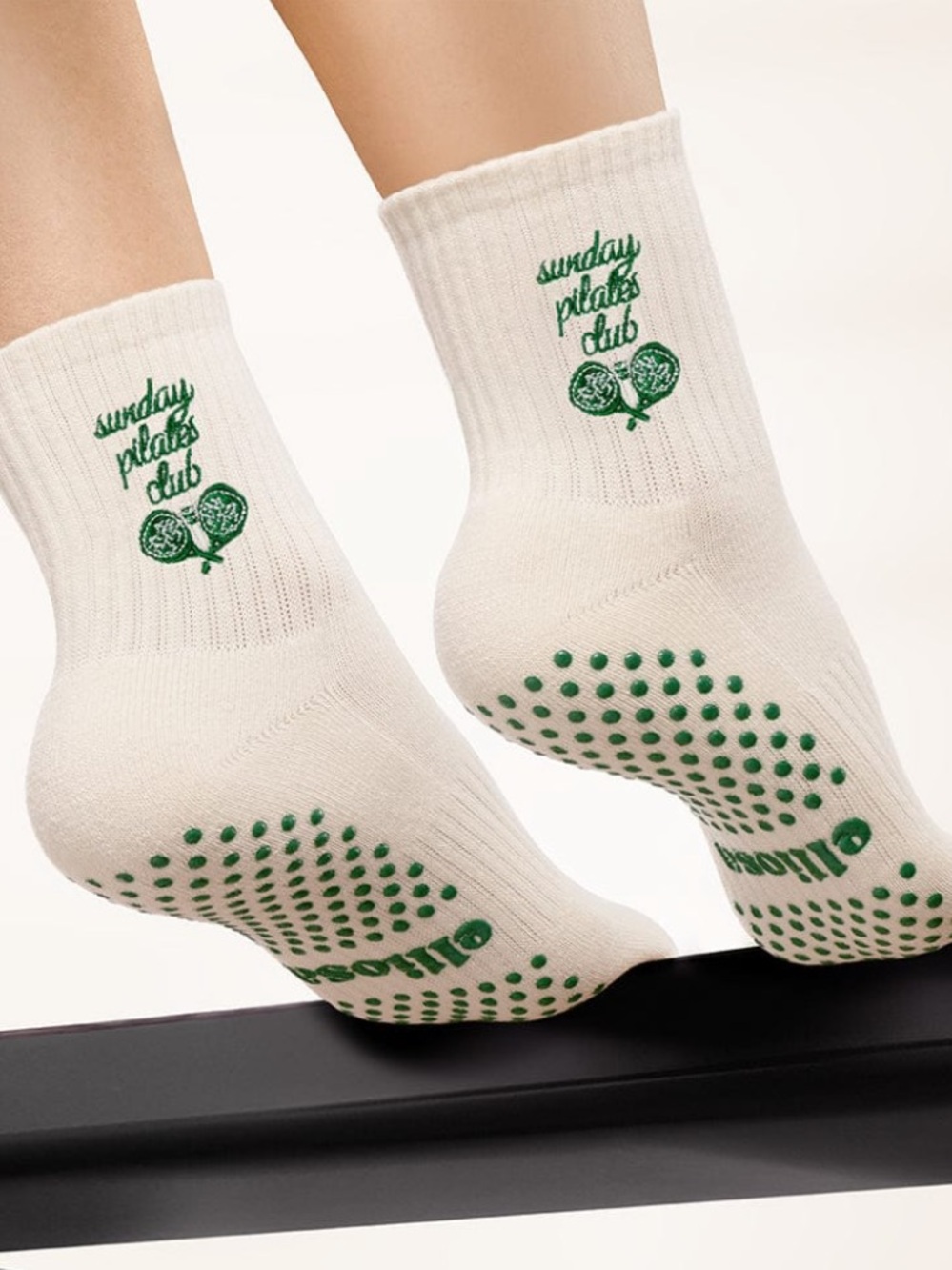 NWT Elliosa ‘Dual-direction Sunday Pilates Club’ Grip Socks, Pilates sock, Barre